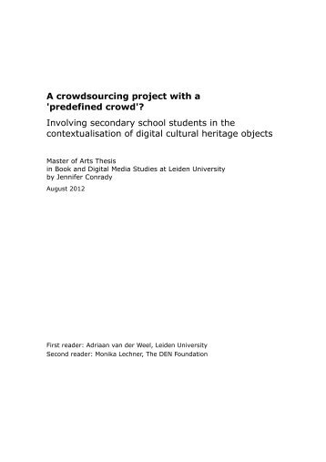 A crowdsourcing project with a 'predefined crowd'? Involving ... - DEN