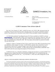 GAMCO Announces Teton Advisors Spin-off - Gabelli