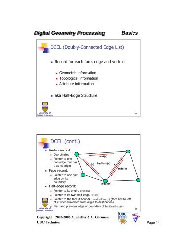 Digital Geometry Processing Basics DCEL (cont.)