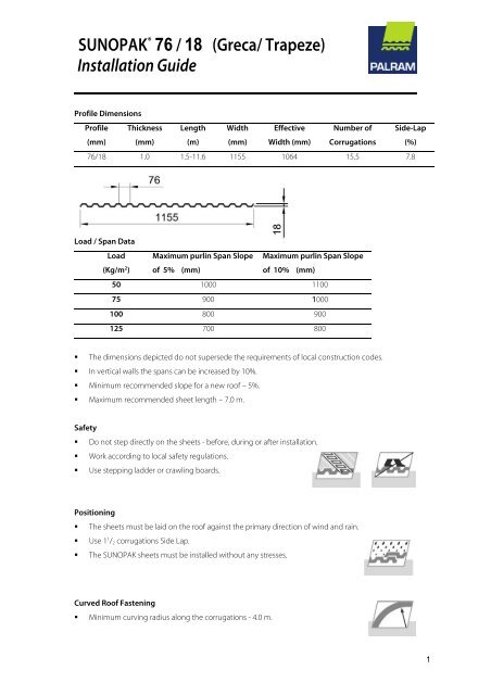 SUNOPAK® 76 / 18 (Greca/ Trapeze) Installation Guide - Palram.de