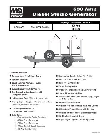 500 Amp Diesel Studio Generator - Hardy Diesels and Equipment, Inc.