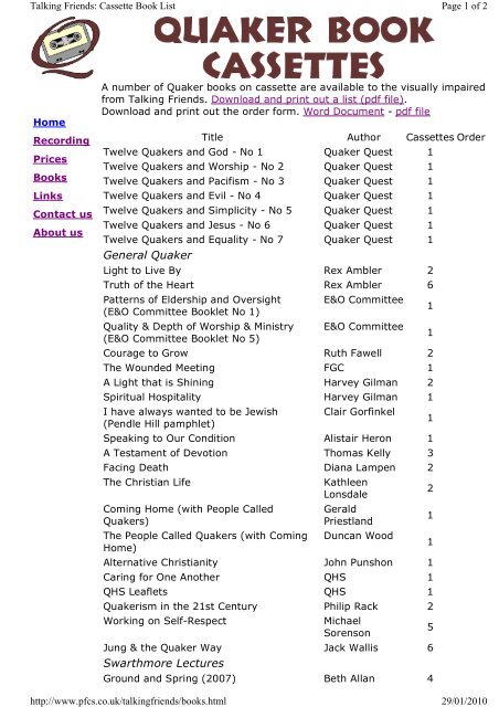 Download and print out a list (pdf file - pfcs.co.uk