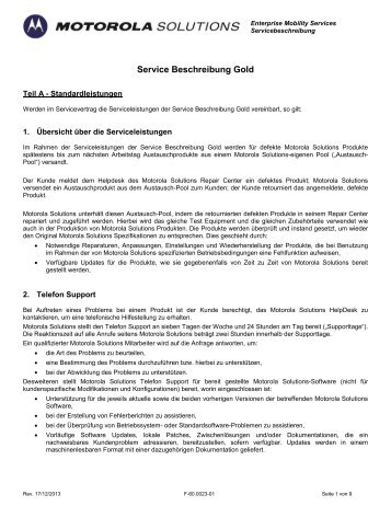 Service Beschreibung Gold - Motorola Solutions