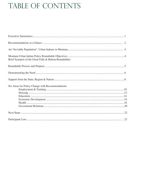 Urban Indian Policy Roundtable - Rural Dynamics