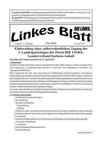 Ausgabe Nr. 7 vom 19. April 2011 - DIE LINKE. Halle /Saale