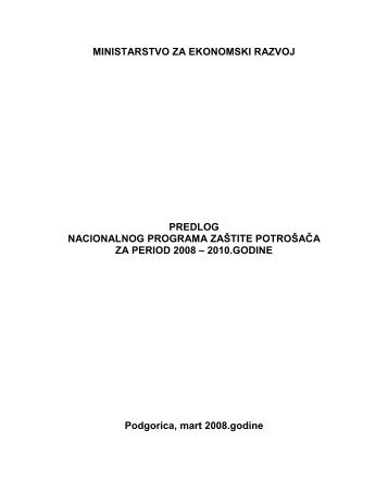 nacionalnog programa zaÅ¡tite potroÅ¡aca - Vlada Crne Gore