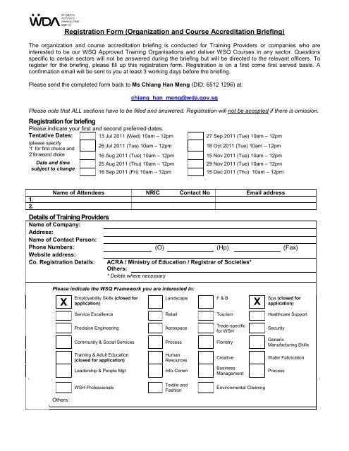 Registration Form (Organization and Course Accreditation ... - WDA