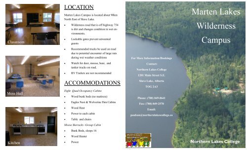 Marten Lakes Wilderness Campus Northern Lakes College