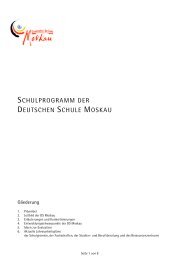 Schulprogramm der DS Moskau - Deutsche Schule Moskau