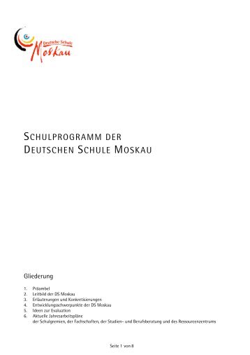 Schulprogramm der DS Moskau - Deutsche Schule Moskau