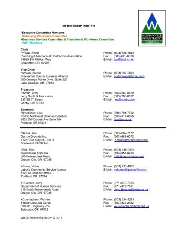 MEMBERSHIP ROSTER *Executive Committee Members + ...