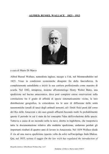 ALFRED, RUSSEL WALLACE 1823 - Isavemyplanet.org