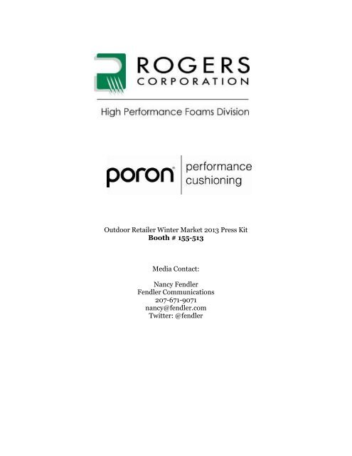 RogersCorporation / PORON Cushioning Press Kit