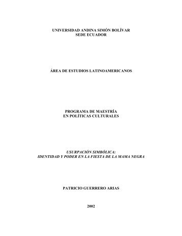 universidad andina simón bolívar sede ecuador área de estudios ...