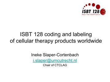 ISBT 128 coding and labeling of cellular therapy products ... - ICCBBA