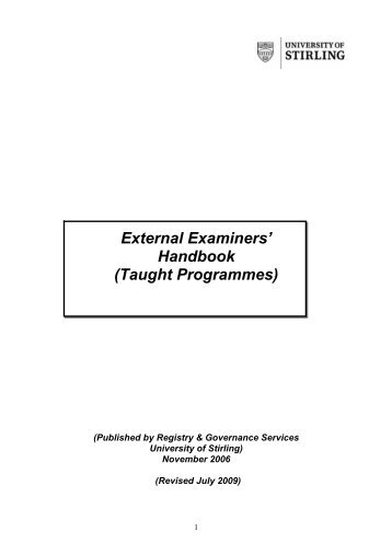 External Examiners - Quality Assurance - University of Stirling