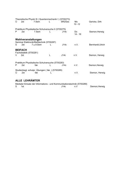 Physik Lehramt WS 05/06 - Fachschaft Physik - Ernst-Moritz-Arndt ...