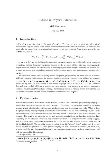 computational physics with python tutorials
