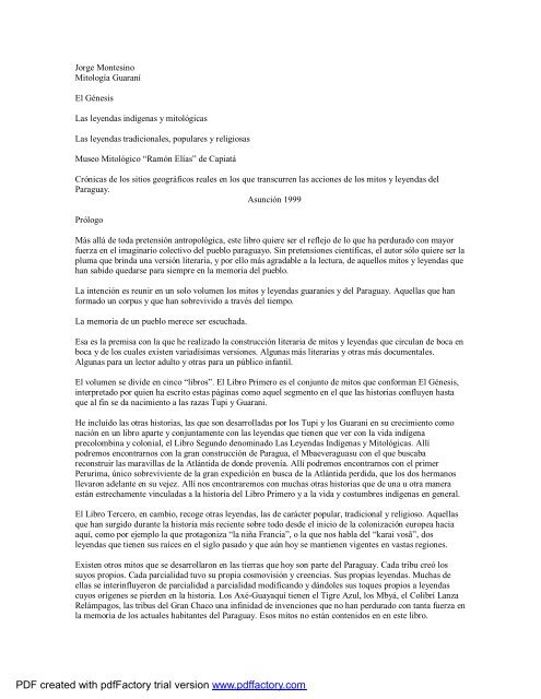 Historias de Mitos y Leyendas del Paraguay - MOÑÁI es el tercer hijo de TAU  y KERANA, los nativos guaraníes le consideraban señor de los campos, de la  tierra y de los