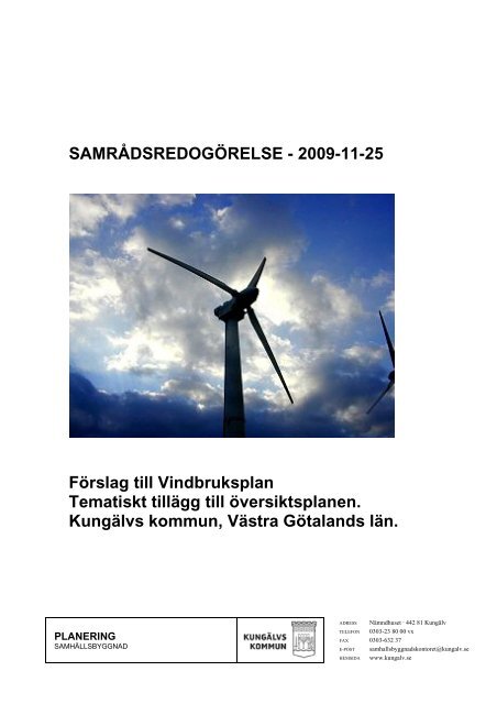 SAMRÃDSREDOGÃRELSE - 2009-11-25 FÃ¶rslag till ... - KungÃ¤lv