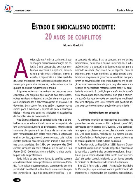 estado e sindicalismo docente: 20 anos de conflitos - Adusp