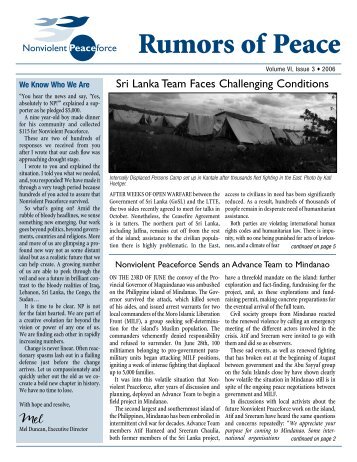 Rumors of Peace - Issue 3 2006 - Nonviolent Peaceforce