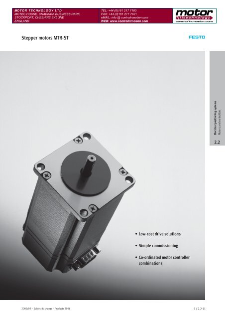 Stepper motors MTR-ST - Motor Technology Ltd