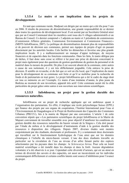Camille BORDES - La Gestion des arbres par les - Cooperation at ...