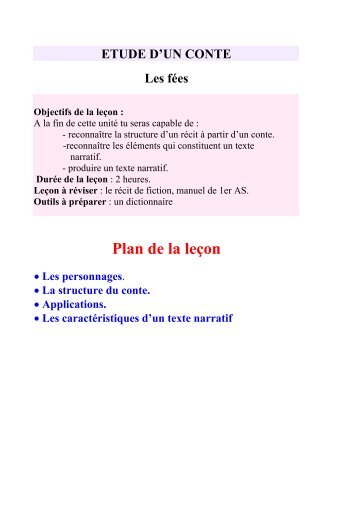 Plan de la leÃ§on - onefd