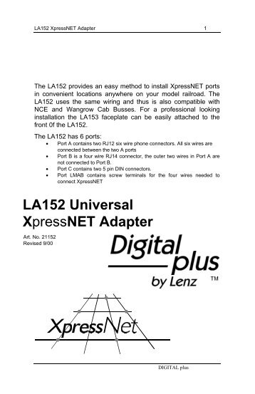 LA152 Adaptor - Lenz USA