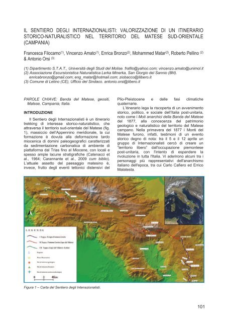 il sentiero degli internazionalisti: valorizzazione di un itinerario ...