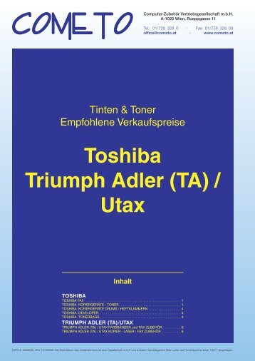 PDF-Katalog Toshiba und Triumph Adler(TA)-Utax - Cometo