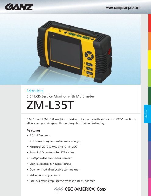 ZM-L35T Specifications - Computar, Ganz Computar/Ganz