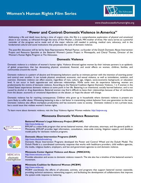 Power and Control handout FINAL - The Advocates for Human Rights