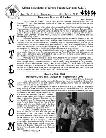 Official Newsletter of Single Square Dancers, U.S.A.