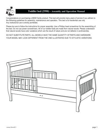 Toddler bed (2990) - Assembly and Operation Manual - DaVinci Baby