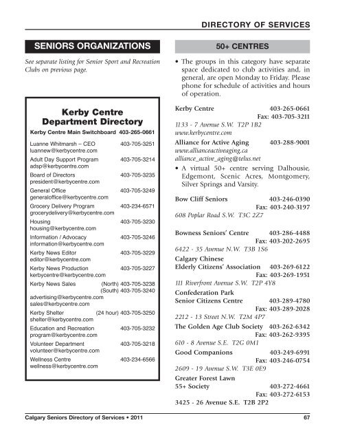 Directory of Services - Kerby Centre