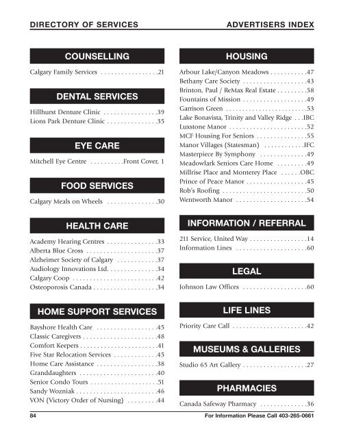 Directory of Services - Kerby Centre