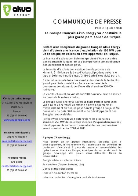 communique de presse - Akuo Energy