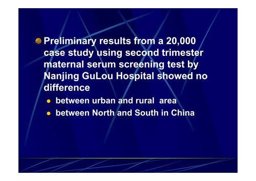 Second trimester maternal serum screening test in China