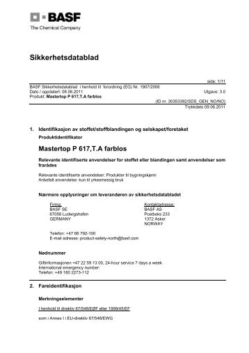 Mastertop P 617 Komp A HMS - BASF Construction Chemicals