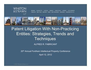 Patent Litigation With Non-Practicing Entities - Fordham IP Conference