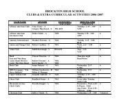 brockton high school clubs & extra curricular activities 2006-2007