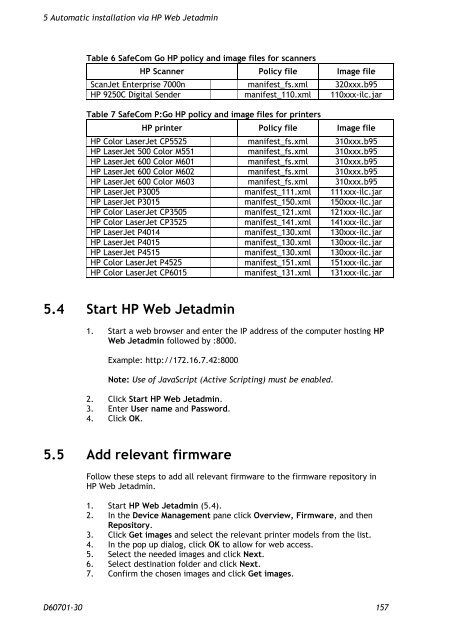 SafeCom Go HP Administrator's Manual D60701