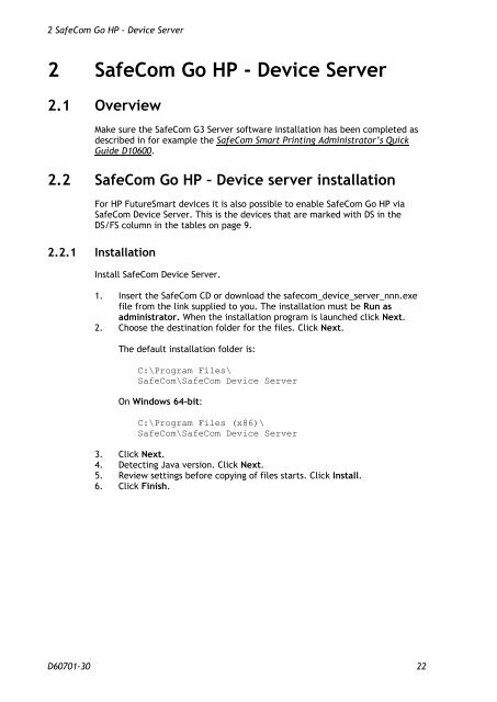 SafeCom Go HP Administrator's Manual D60701