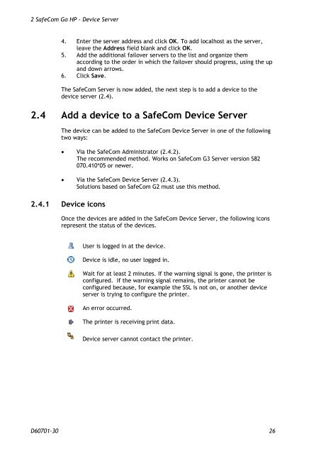 SafeCom Go HP Administrator's Manual D60701