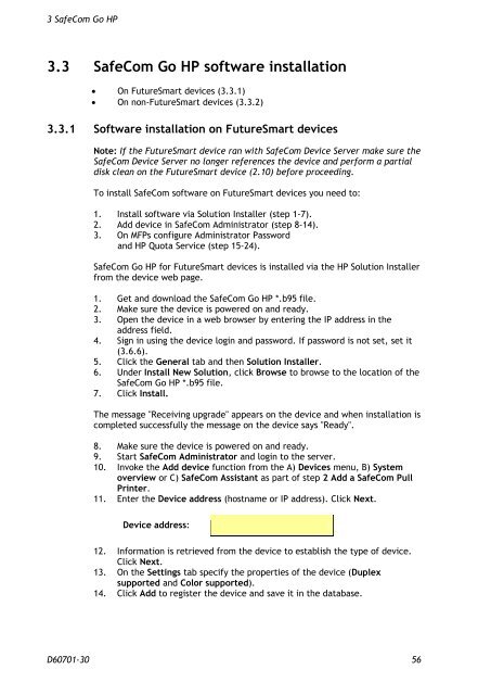 SafeCom Go HP Administrator's Manual D60701