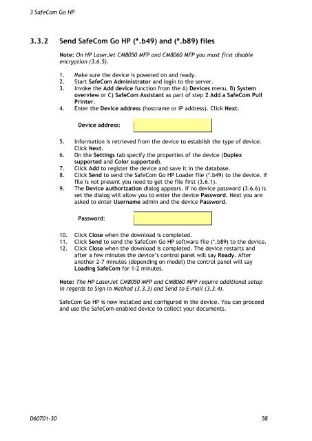 SafeCom Go HP Administrator's Manual D60701