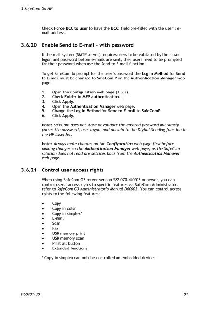SafeCom Go HP Administrator's Manual D60701