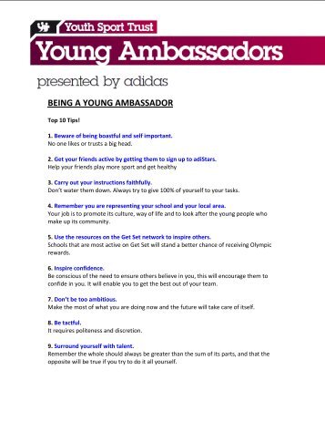 being a young ambassador - Youth Sport Trust